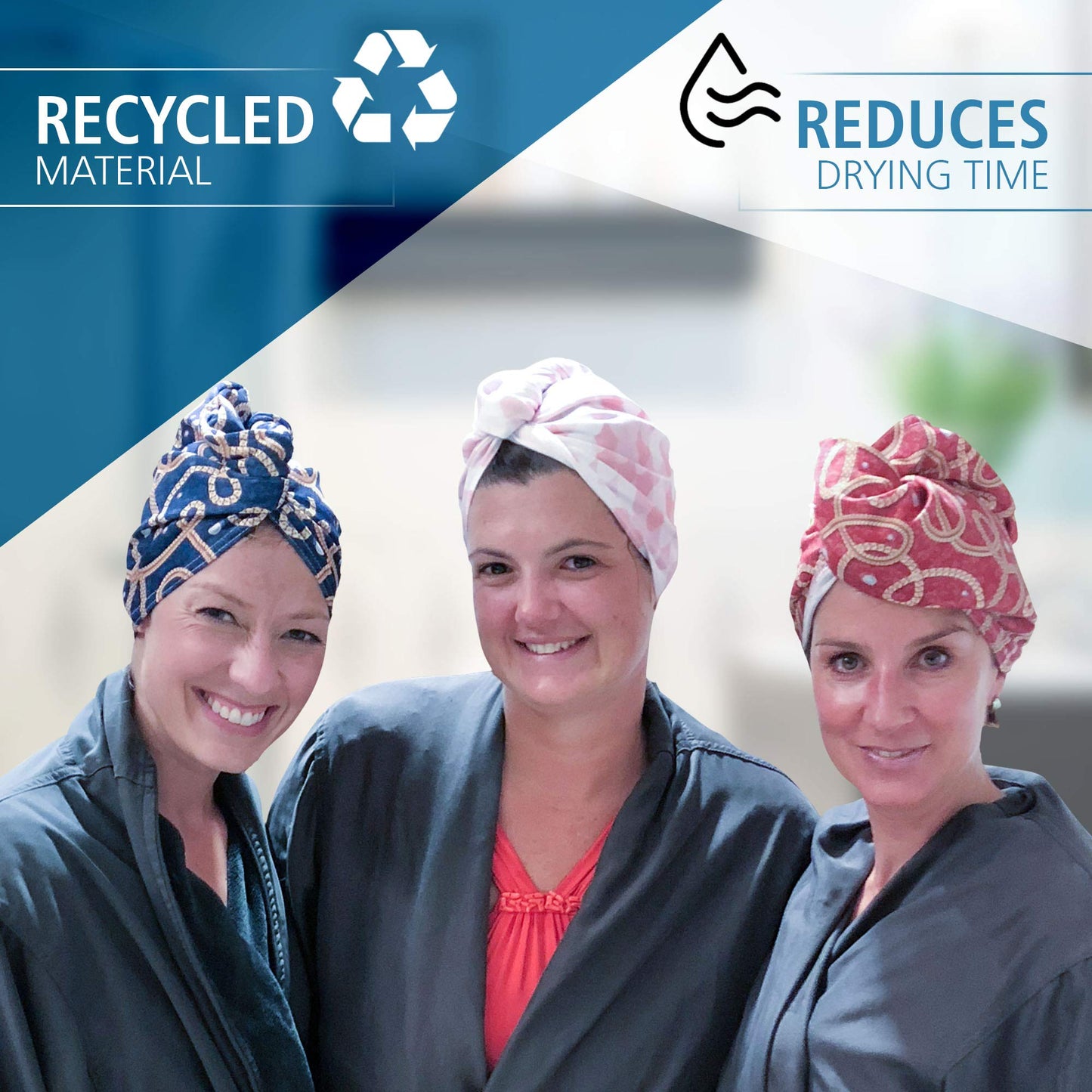 Bonk Fit - Hair Towel Hands-Free Stylish Turban Wrap Made from 100% Recycled Fibers for Women & Kids - Caviar Bar