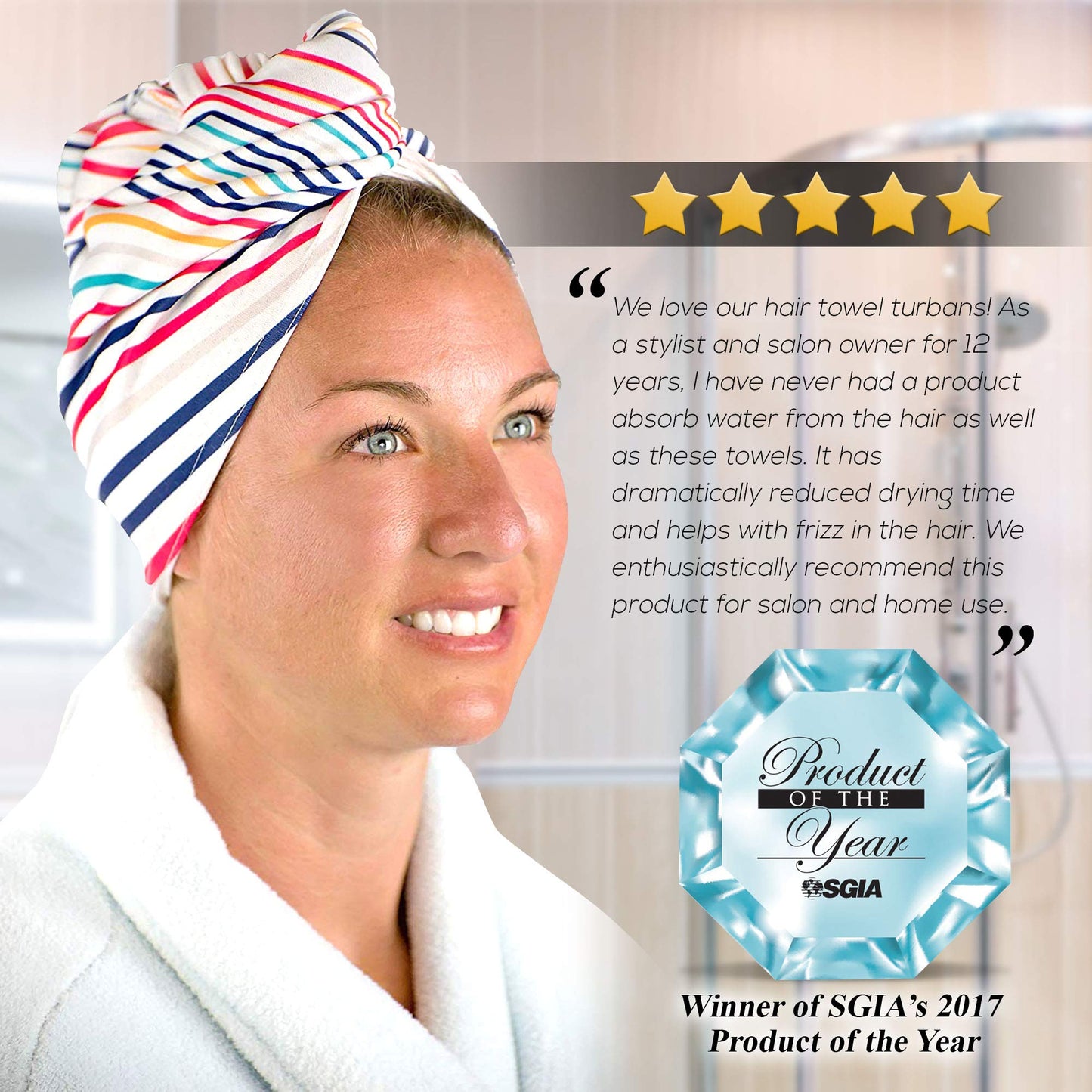 Bonk Fit - Hair Towel Hands-Free Stylish Turban Wrap Made from 100% Recycled Fibers for Women & Kids - Caviar Bar