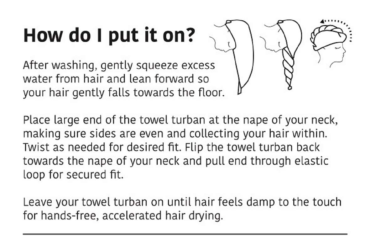 Bonk Fit - Hair Towel Hands-Free Stylish Turban Wrap Made from 100% Recycled Fibers for Women & Kids - Caviar Bar