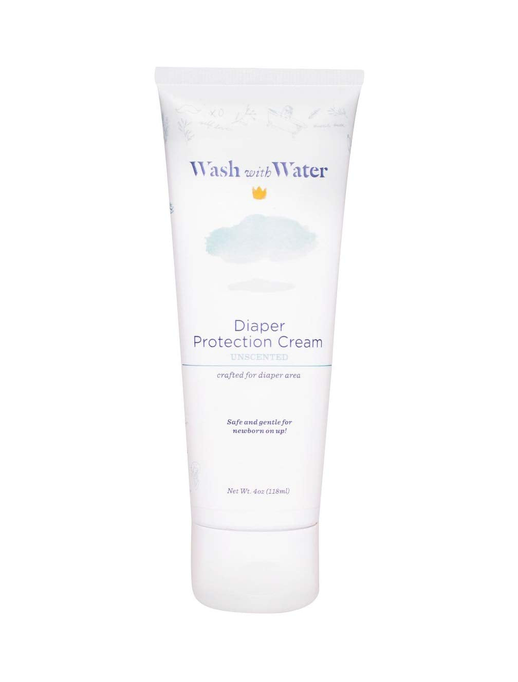 Wash with Water Baby Diaper Cream with Calendula + Moroccan Argan Oil for Diaper Rash, Sensitive Skin & Eczema, 4oz