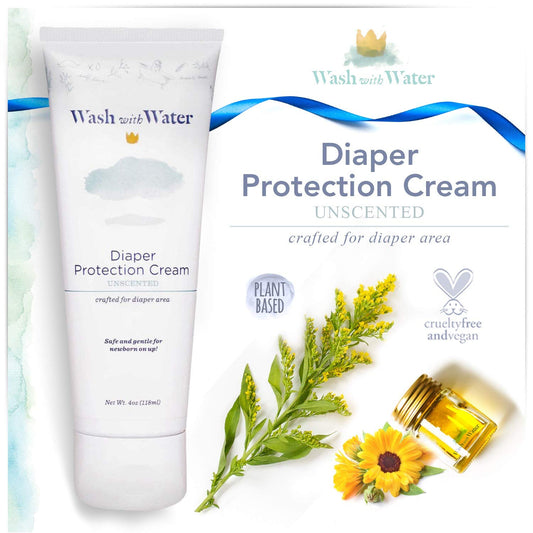 Wash with Water Baby Diaper Cream with Calendula + Moroccan Argan Oil for Diaper Rash, Sensitive Skin & Eczema, 4oz