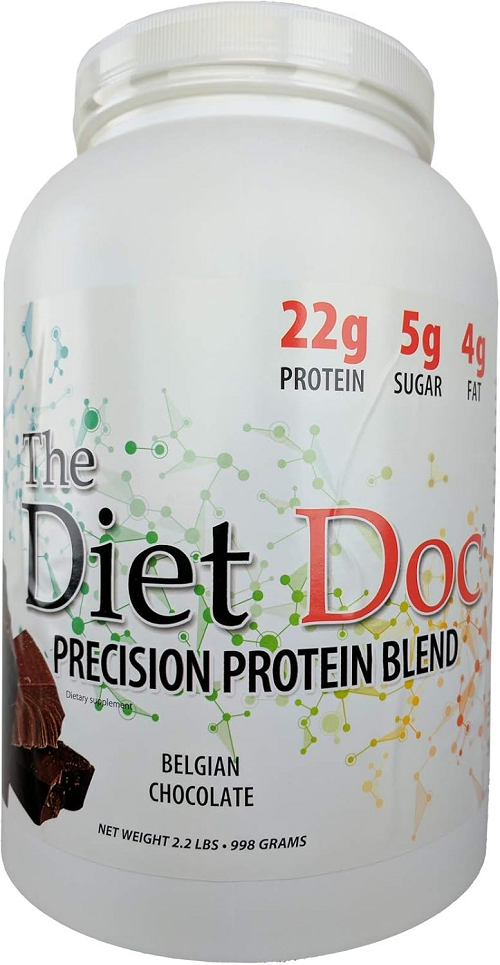 The Diet Doc Precision Protein Blend- 100% Grass Fed Whey Protein Concentrate and Isolate Blend - 22g of Protein - 32 Servings -  2.2lb