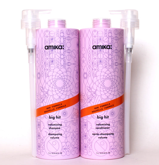 Amika Big Hit Volumizing Shampoo & Conditioner 33.8oz Set with pump